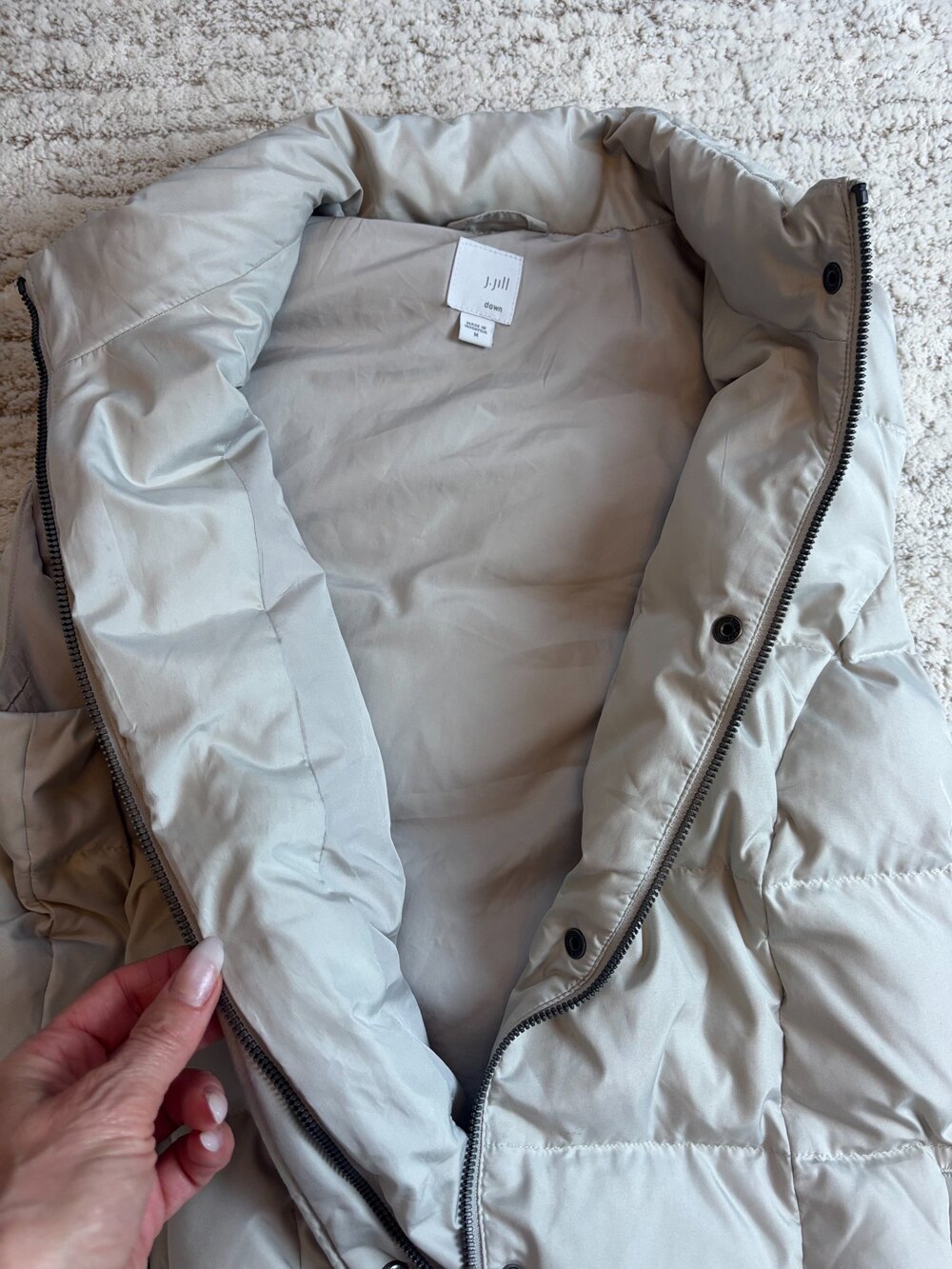 J. Jill Down Puffer Vest Mock Neck Beige Size M